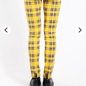 HIGH WAIST T-BACK JEAN YELLOW PLAID Junior